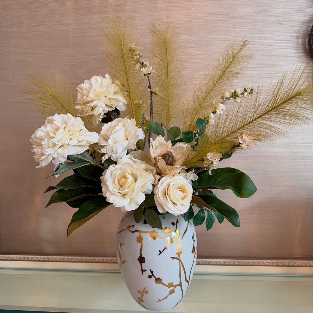 Gorgeous custom silk flower arrangement in designer vase for your home